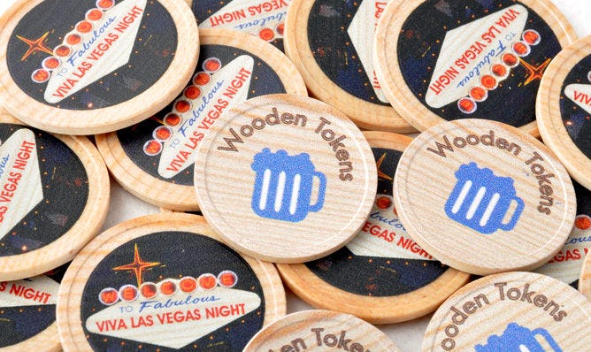 Wooden tokens printed mix